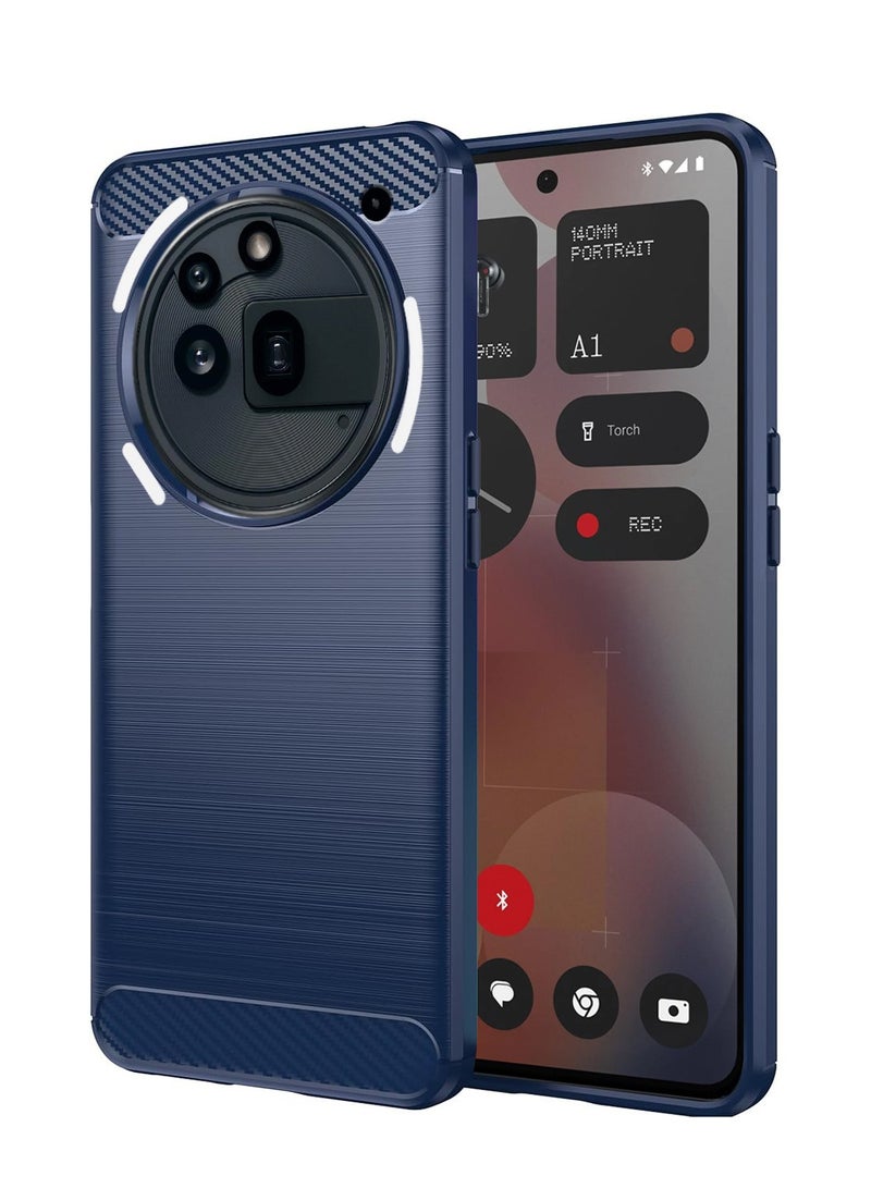 Wtech Nothing Phone (3a) Pro 5G 2025 Silicone Brushed Texture Protective Case Cover - Navy Blue - Image 1