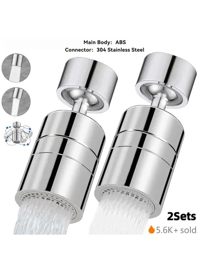 360 Degree Dual Mode Rotating Splash Proof Faucet Extender 2 Sets Easy Install Water Flow Control - Image 1
