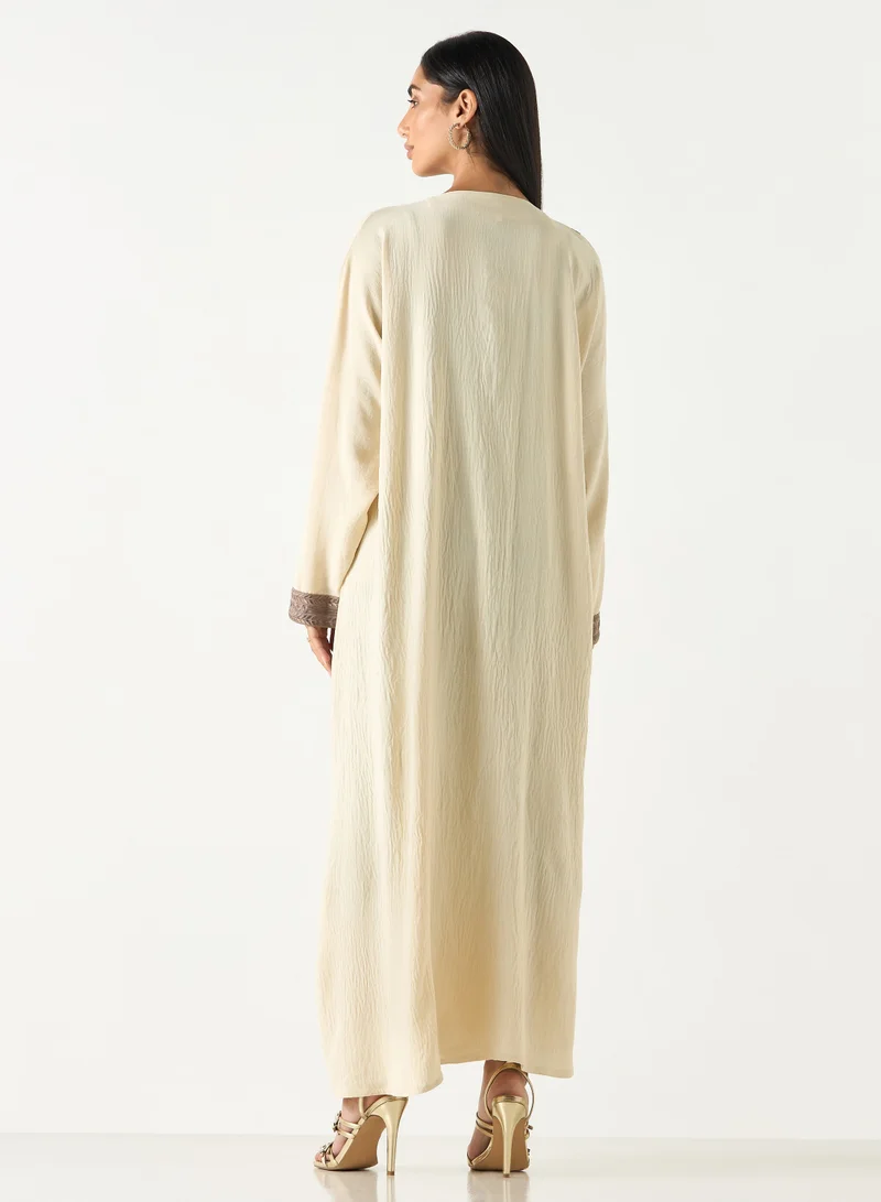 Hadiyath Al Madinah Abaya with Embroidered Trim - HM