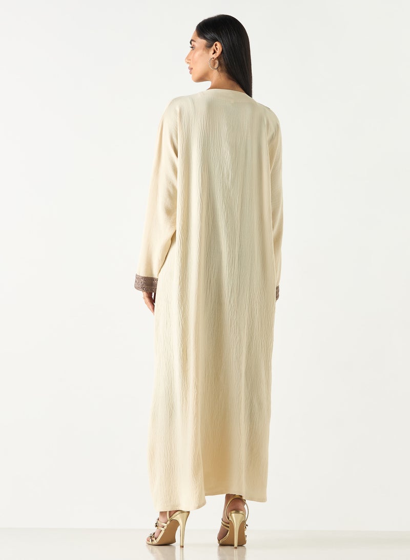 Abaya with Embroidered Trim - HM