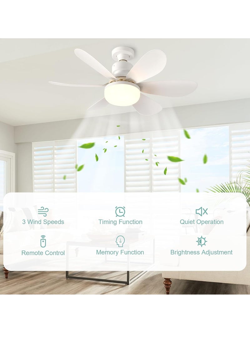 يوڠام مروحة سقف بمقبس E27 مع مصباح LED يتم التحكم فيه عن بعد، مروحة صغيرة لغرف النوم بطول 52 سم، بثلاث سرعات وثلاثة ألوان، باللون الأبيض، سهلة التركيب، قابلة لتعديل الإضاءة، مروحة سقف صغيرة لغرف النوم والمطابخ مع مؤقت - Image 3