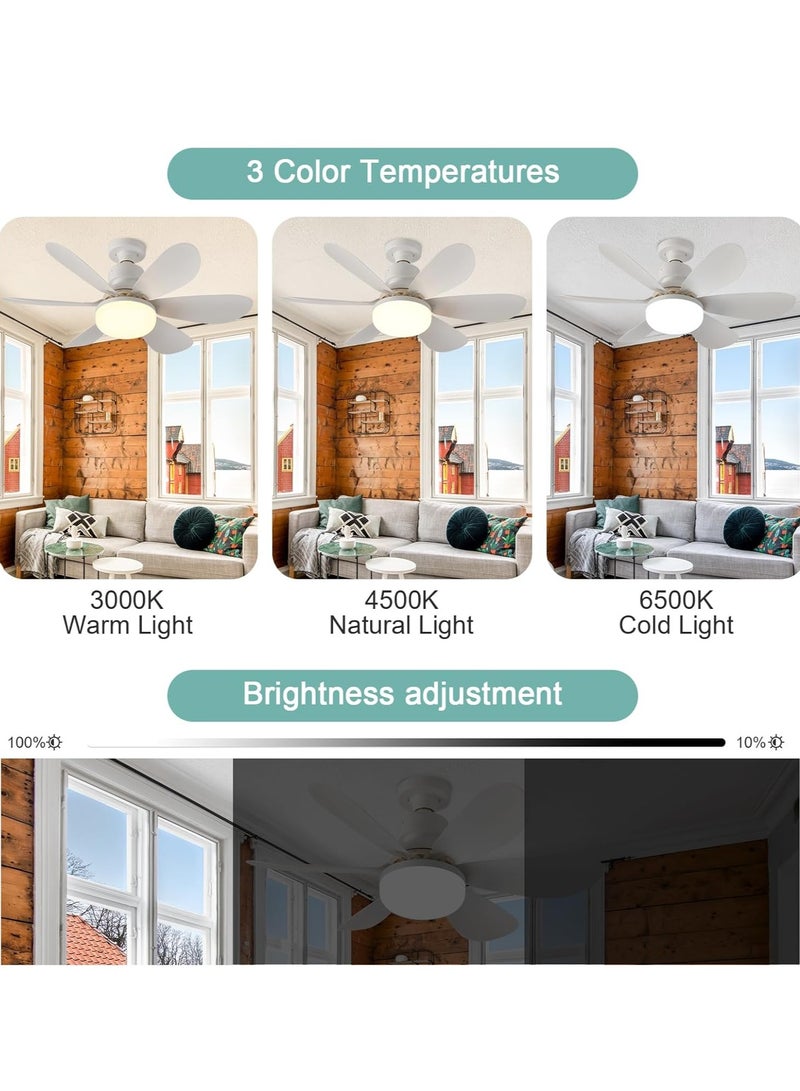 يوڠام مروحة سقف بمقبس E27 مع مصباح LED يتم التحكم فيه عن بعد، مروحة صغيرة لغرف النوم بطول 52 سم، بثلاث سرعات وثلاثة ألوان، باللون الأبيض، سهلة التركيب، قابلة لتعديل الإضاءة، مروحة سقف صغيرة لغرف النوم والمطابخ مع مؤقت - Image 4