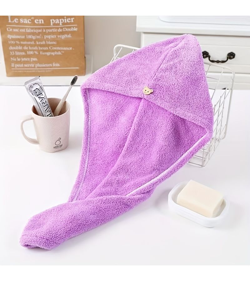 Women's Green Quick Dry Absorbent Towel Head Wrap for Hair Care - Image 1