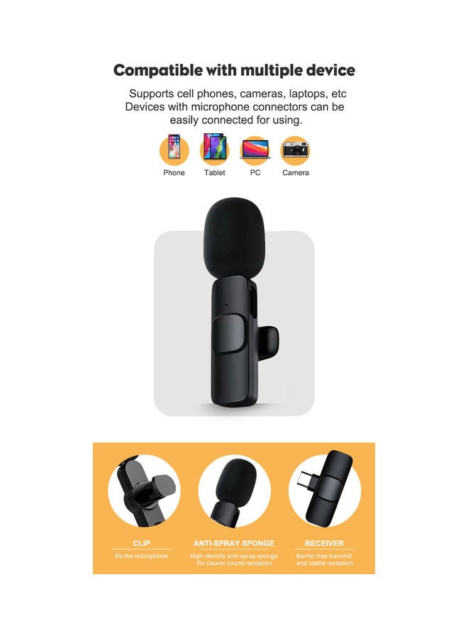 Arabest Wireless Lavalier Portable Microphone Microphones2110145 Black - Image 2