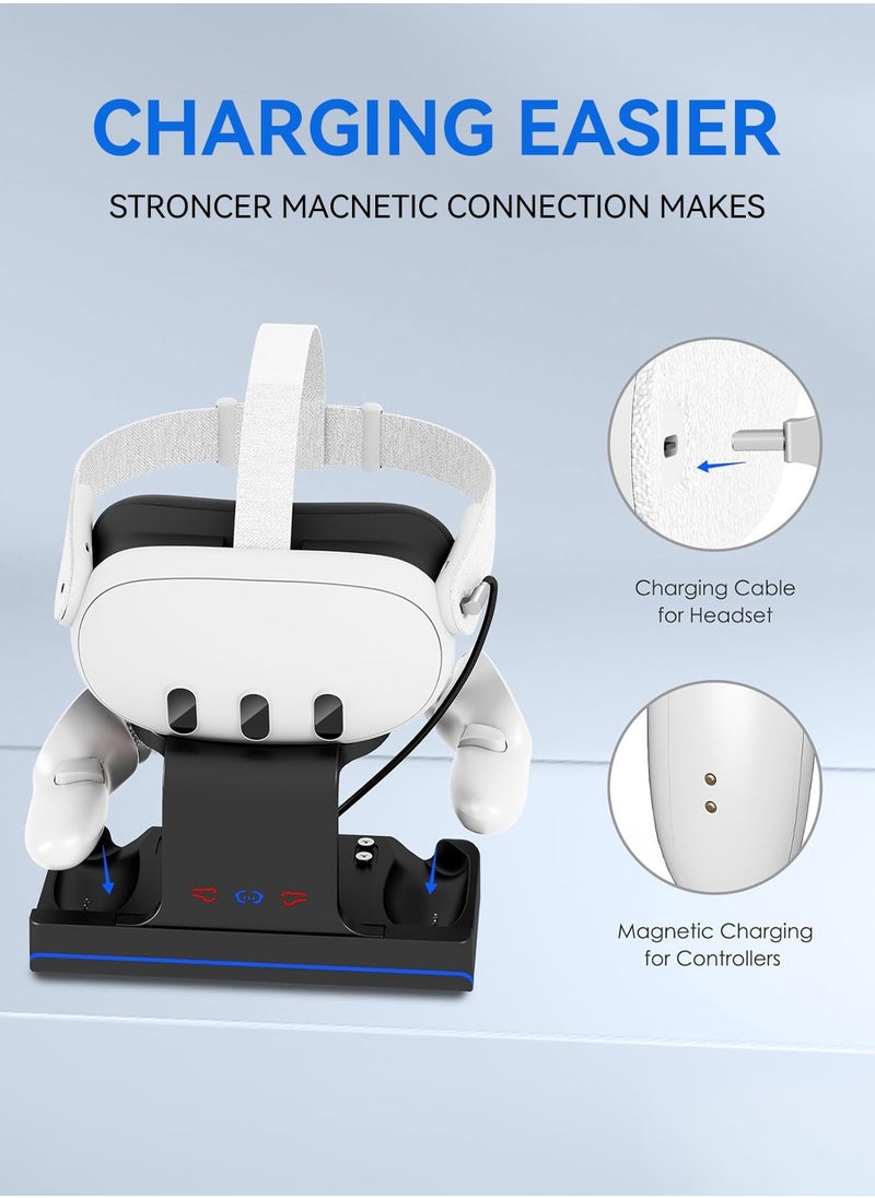 LEOKOR - 2 in 1 Charging Station Charging Dock,for Oculus/Meta Quest 3 with RGB Light,with VR Headset and Controllers,Charging Stand Accessories with Rechargeable Batteries - Image 1