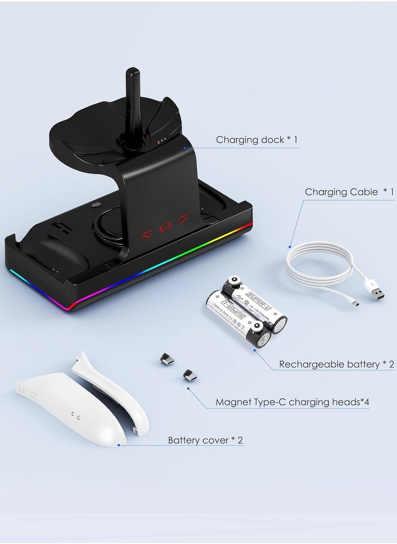 LEOKOR - 2 in 1 Charging Station Charging Dock,for Oculus/Meta Quest 3 with RGB Light,with VR Headset and Controllers,Charging Stand Accessories with Rechargeable Batteries - Image 1