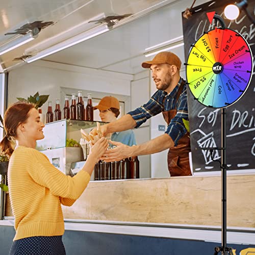 GSOW 16 Prize Wheel Ajustable 3664 Height Spin Doodle Game Folding Tripod Floor Stand Wheel Spinner with Tray Dry Erase Markers Eraser Wheel of Fortune Game for Carnival Trade Show 12 Colors - Image 5