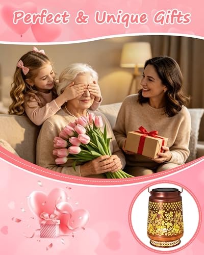 Fussion Solar Lanterns Outdoor Waterproof Hummingbird Elegant Garden Decor Birthday Gifts for Women Mom Grandma Sister Metal Hanging Solar Lights Outside Gardening Decorations for Backyard Patio Lawn Porch - Image 3