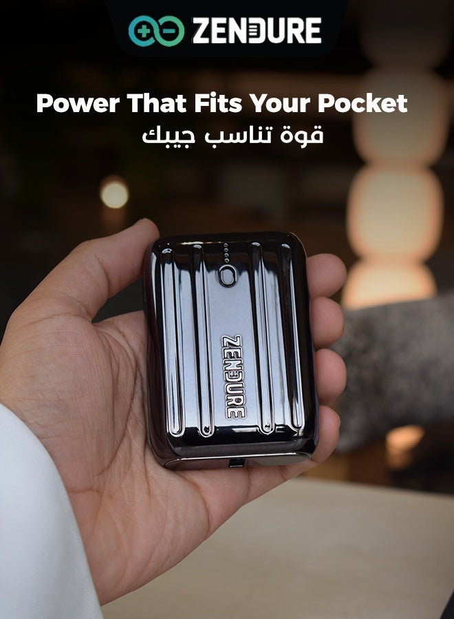 ZENDURE 10000 mAh SuperMini 20 External Battery with USB-C Power Delivery – Credit Card Size, 20W USB-C Input & Output for Fast Charging on the Go - Black - Image 2