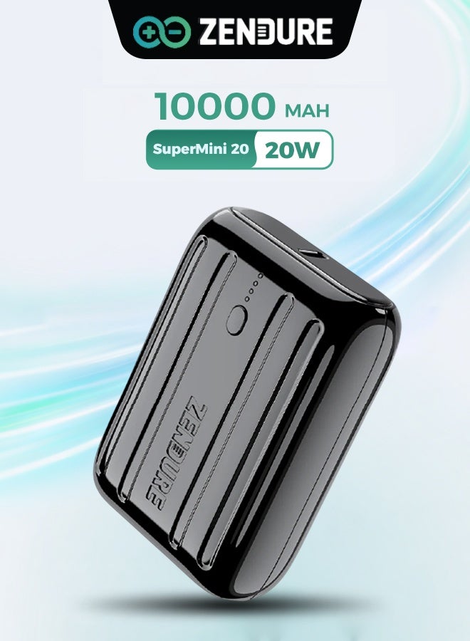 ZENDURE 10000 mAh SuperMini 20 External Battery with USB-C Power Delivery – Credit Card Size, 20W USB-C Input & Output for Fast Charging on the Go - Black - Image 1
