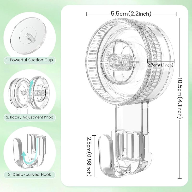LUXEAR Suction Cup Hooks 6 Pack, Clear Suction Cup Hanger Waterproof Vacuum Damage-Free Suction Holder for Shower, Bathroom, Glass, Door, Windows, Kitchen Max Hanging up to 11 lbs on Smooth Surface - Image 3