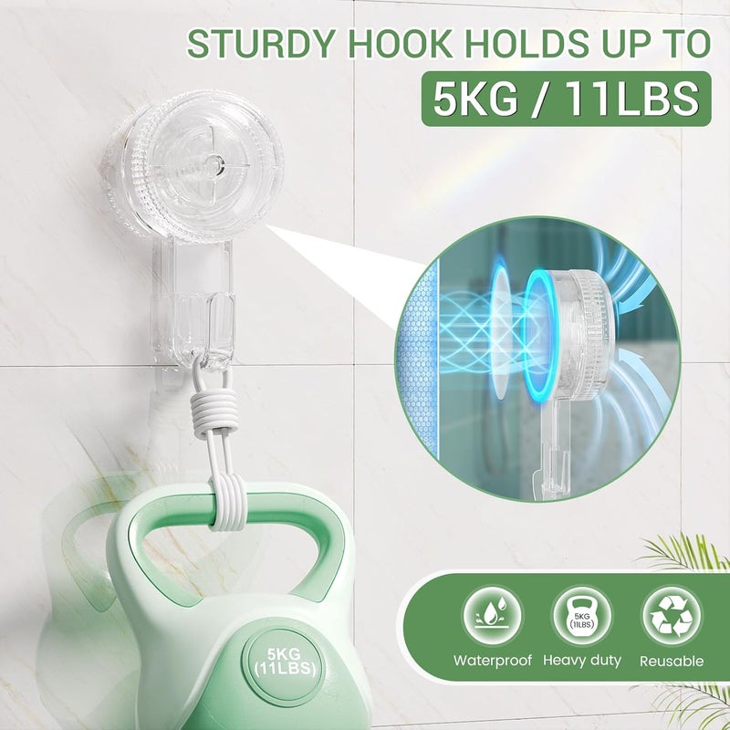 LUXEAR Suction Cup Hooks 6 Pack, Clear Suction Cup Hanger Waterproof Vacuum Damage-Free Suction Holder for Shower, Bathroom, Glass, Door, Windows, Kitchen Max Hanging up to 11 lbs on Smooth Surface - Image 2