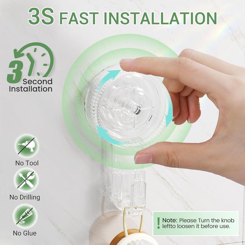 LUXEAR Suction Cup Hooks 6 Pack, Clear Suction Cup Hanger Waterproof Vacuum Damage-Free Suction Holder for Shower, Bathroom, Glass, Door, Windows, Kitchen Max Hanging up to 11 lbs on Smooth Surface - Image 4