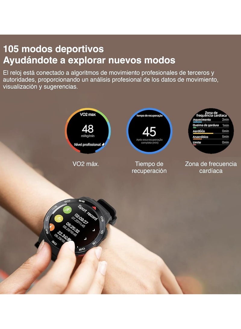 Mibro Smart Watch GS Pro (Black) - 1.43" Amoled Display, Bluetooth Calling, 20 Day Battery Life, 5ATM Waterproof, GPS Positioning, 105 Sports Modes, Heart Rate Monitoring, Sporty Style Strap - Image 3