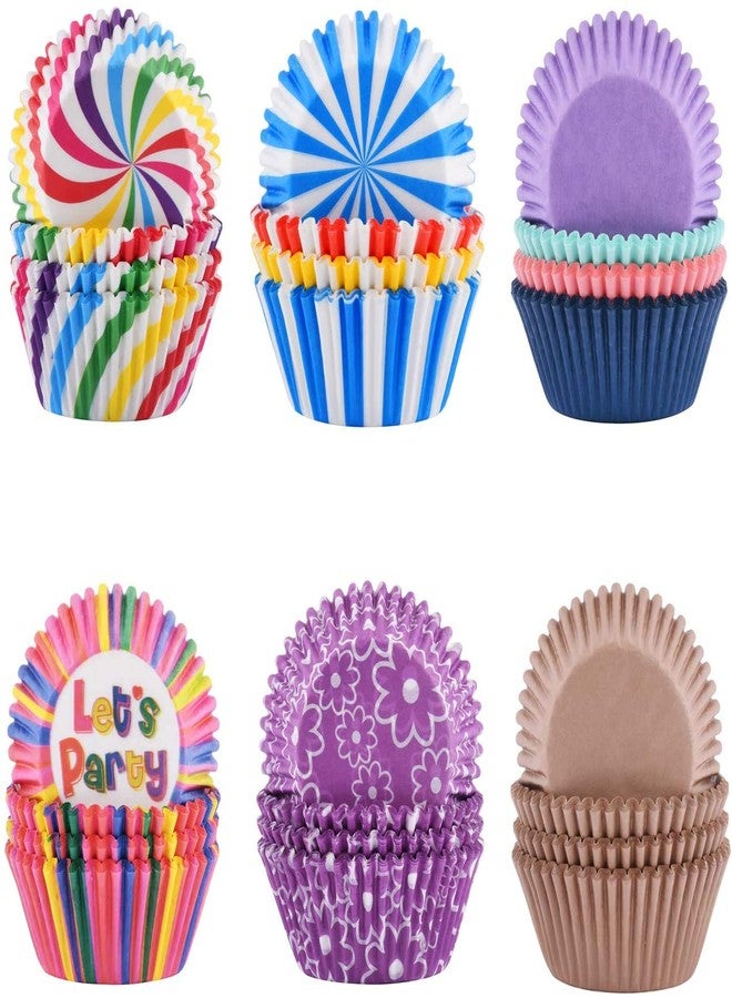 Bakefy� 100 Plain +100 Print Muffin Fancy Color Muffin Paper Cups/Liners (Single/Assorted Color/Prints) - Image 4
