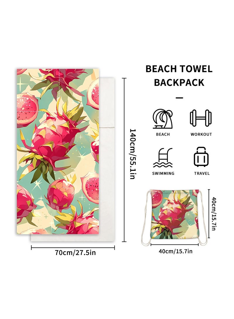 general Creative 2-in-1 Beach Towel, Foldable Printed Beach Towel with Storage Bag Function - Image 2