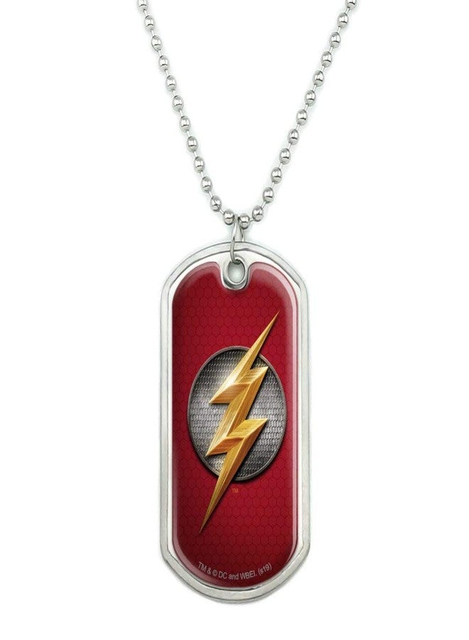 GRAPHICS & MORE Justice League Movie Flash Logo Military Dog Tag Pendant Necklace with Chain - Image 1