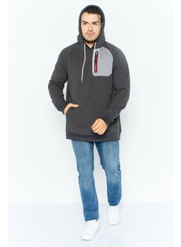 Avalanche Men Hooded Brand Logo Long Sleeves Sweatshirt, Grey  - Image 3