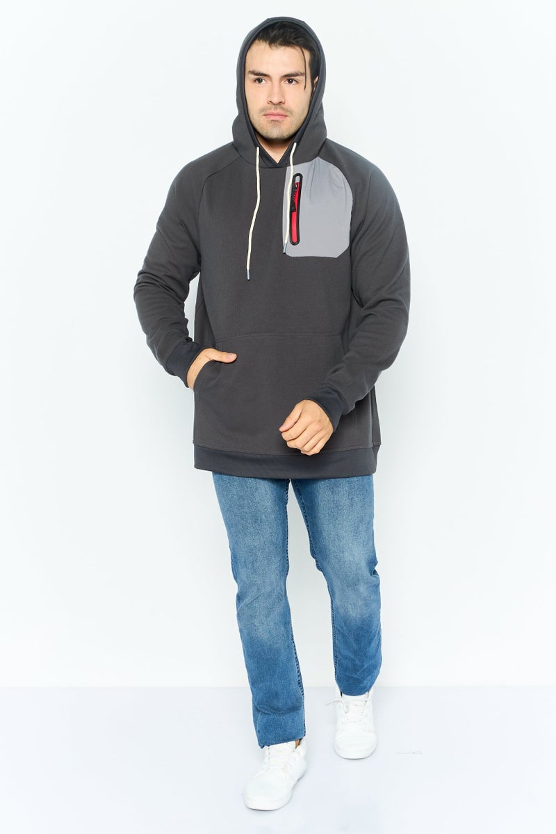 Avalanche Men Hooded Brand Logo Long Sleeves Sweatshirt, Grey - Image 3