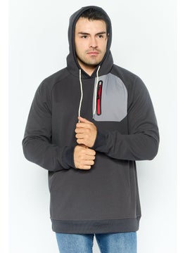 Avalanche Men Hooded Brand Logo Long Sleeves Sweatshirt, Grey  - Image 1