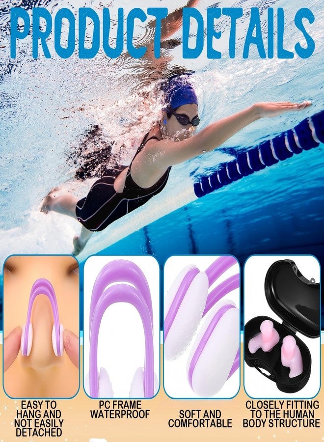 Arrowbash 12 Pcs Swimming Ear Plugs and Nose Clips Reusable Waterproof Silicone Earplugs Nose Guards with Storage Box for Swimmers Pool Beach Bath Surfing Kayaking Colorful Unisex Design - Image 4