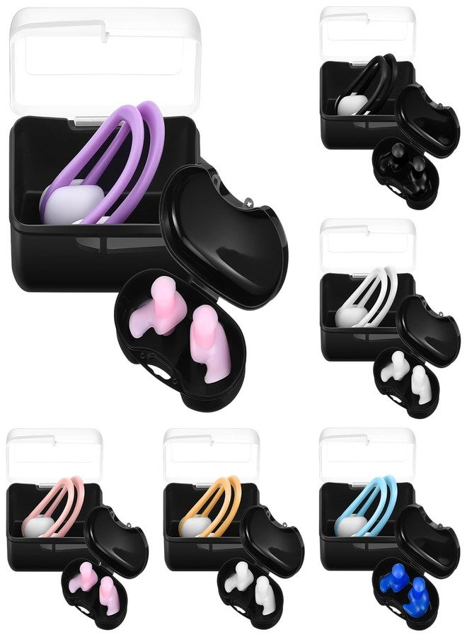 Arrowbash 12 Pcs Swimming Ear Plugs and Nose Clips Reusable Waterproof Silicone Earplugs Nose Guards with Storage Box for Swimmers Pool Beach Bath Surfing Kayaking Colorful Unisex Design - Image 1