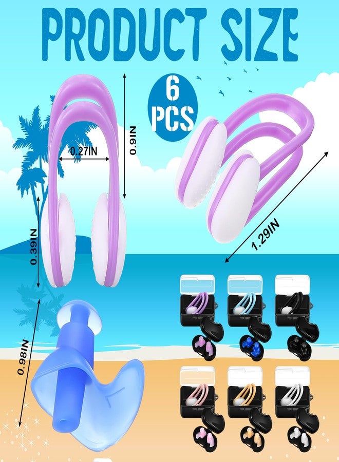 Arrowbash 12 Pcs Swimming Ear Plugs and Nose Clips Reusable Waterproof Silicone Earplugs Nose Guards with Storage Box for Swimmers Pool Beach Bath Surfing Kayaking Colorful Unisex Design - Image 2