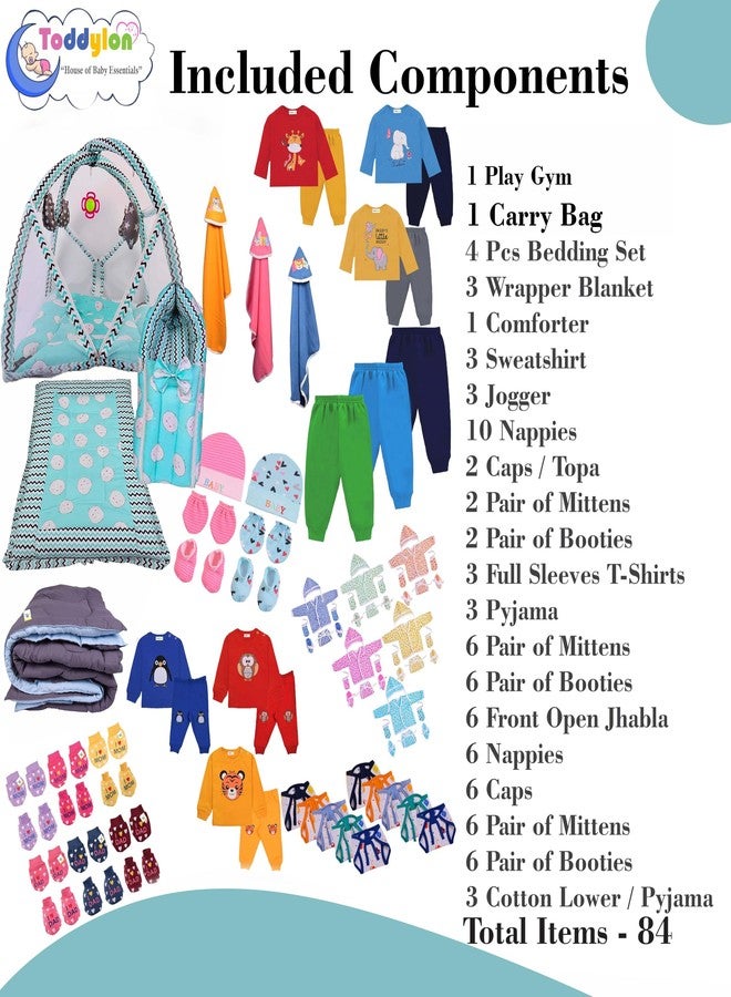 Toddylon 84 in 1 Newborn Baby Products All Combo Baby Boys & Baby Girls Gift Packs | Essential Items | Baby Bedding | Infants Clothing | Maternity Kit (0-6 Months) Green - Image 3