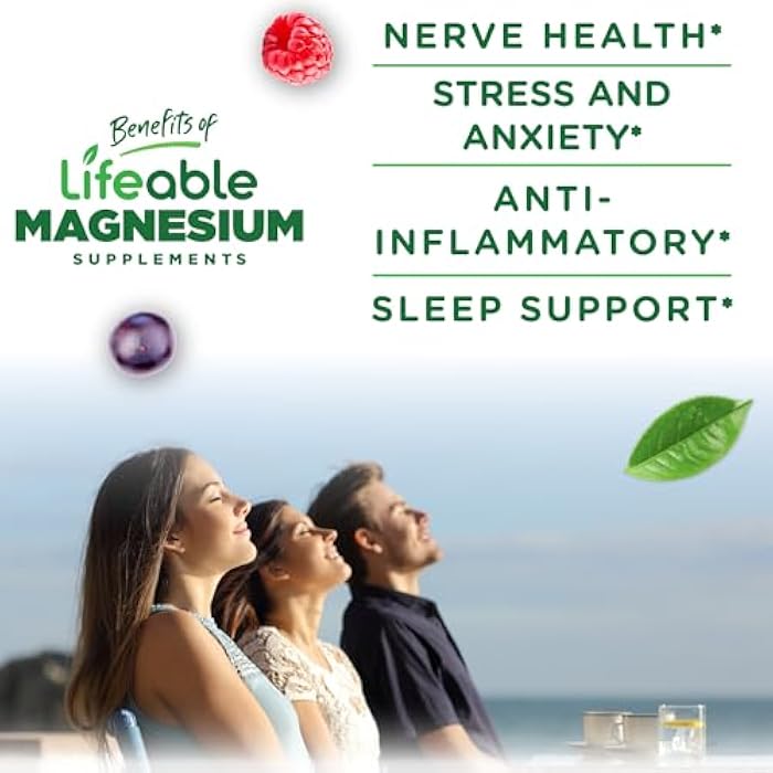 Lifeable Magnesium Citrate Gummies | 250mg Elemental Magnesium from 2,130mg Magnesium Citrate | Great Tasting Magnesium Supplement | Stress Relief Support for Adults | 90 Magnesium Gummies | Lifeable - Image 3
