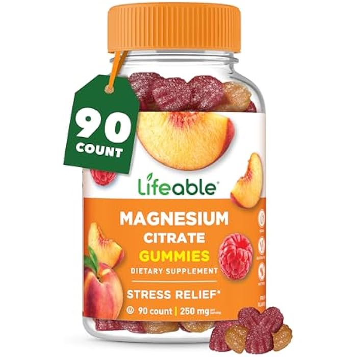 Lifeable Magnesium Citrate Gummies | 250mg Elemental Magnesium from 2,130mg Magnesium Citrate | Great Tasting Magnesium Supplement | Stress Relief Support for Adults | 90 Magnesium Gummies | Lifeable - Image 1