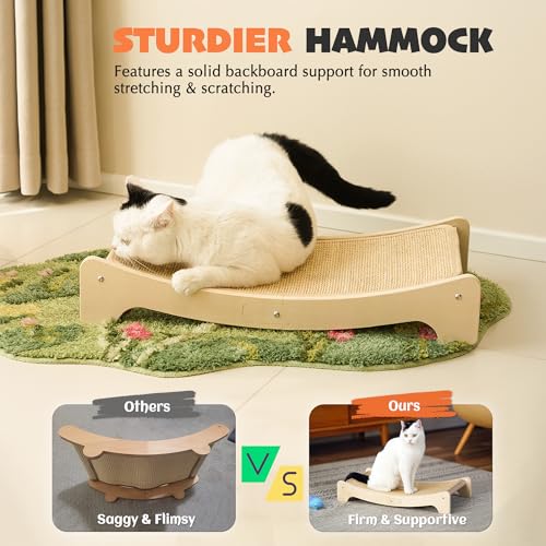 PETKARAY Sisal Cat Scratching Board Curved Sisal Cat Scratcher Large Indoor Kitty Scratch Pad Heavy Duty Arc Lounge Bed for Kitten - Image 3