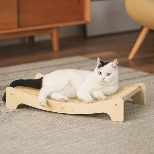 PETKARAY Sisal Cat Scratching Board Curved Sisal Cat Scratcher Large Indoor Kitty Scratch Pad Heavy Duty Arc Lounge Bed for Kitten - Image 1