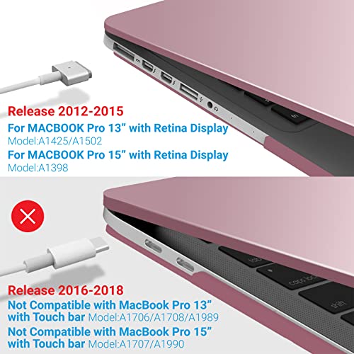 IBENZER Compatible with MacBook Pro 13 Inch Case 2015 2014 2013 end 2012 A1502 A1425, Hard Shell Case with Keyboard Cover for Old Version Apple Mac Pro Retina 13, Rose Gold, R13MPK+1 - Image 4