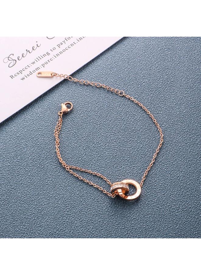 Double-ring Stitching Roman Font Titanium Steel Bracelet Women's All-match Non-fading Gold Bracelet Niche Design Light Luxury Accessories 