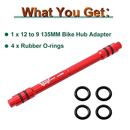 MUQZI Bicycle QR Adapter 12 to 9mm Front Wheel Hub Adapter 135mm Thru Axle Hub Quick Release for Mountain Road Bike, Red - Image 3