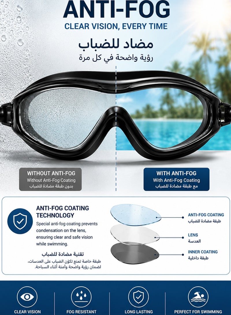 قطوب نظارات سباحة احترافية برؤية واسعة وواضحة | مقاومة للضباب مع حماية من الأشعة | نظارة سباحة سيليكون فاخرة مقاومة للماء بحزام قابل للتعديل وسدادات أذن مدمجة | للسباحة والمسابح والتدريب والسباحة الترفيهية - Image 4