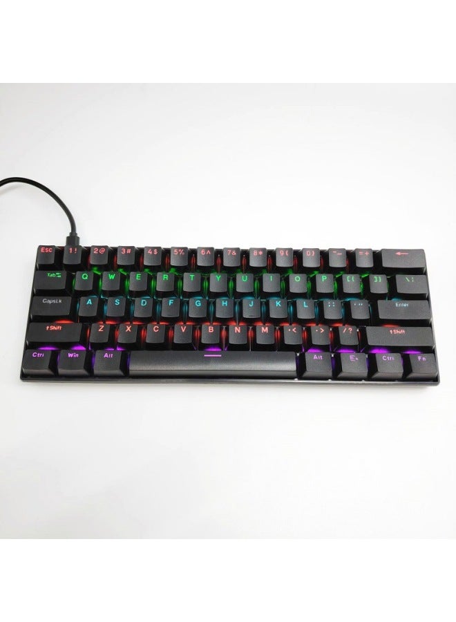 Special Spirit Key 61 Key Real Mechanical Keyboard Mixed Light Wired Green Tea Shaft Game-Color:Black (tea Shaft) - Image 1