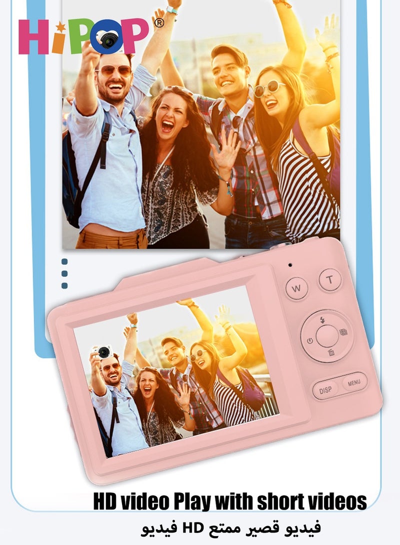 HIPOP 48 MP Digital Camera, 4K High-Definition Kid's Camera, with Long Lasting Endurance Batteries, 16X Zoom , Lanyard,64 GB Memory Card and Card Reader, Compact Size,Best Birthday Gift for Boys and Girls (White) - Image 3