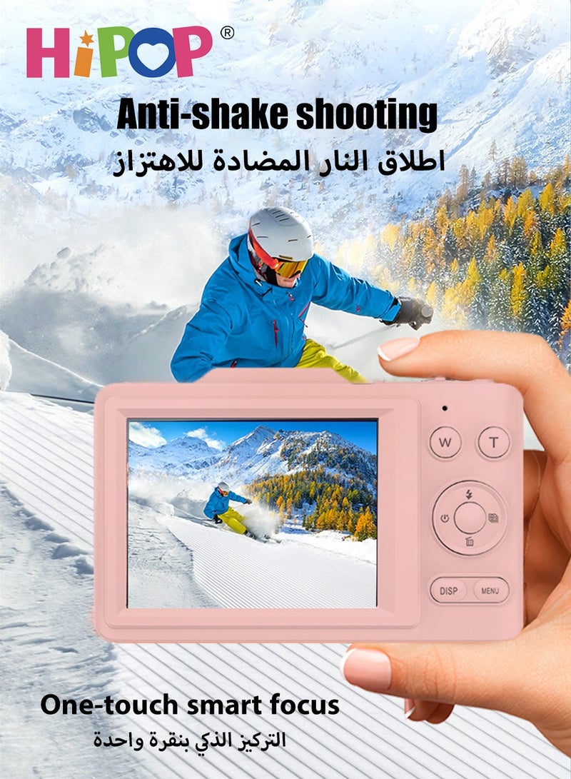 HIPOP 48 MP Digital Camera, 4K High-Definition Kid's Camera, with Long Lasting Endurance Batteries, 16X Zoom , Lanyard,64 GB Memory Card and Card Reader, Compact Size,Best Birthday Gift for Boys and Girls (White) - Image 5