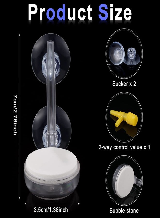 Treela Quiet Aquarium Air Stone Fish Tank 2 Pieces Nano Stone Kit Air Pump for Aquarium Fish Tank with Control Valve and Suckers - Image 2
