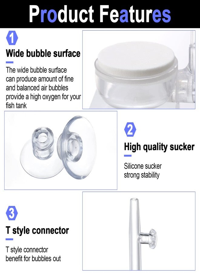 Treela Quiet Aquarium Air Stone Fish Tank 2 Pieces Nano Stone Kit Air Pump for Aquarium Fish Tank with Control Valve and Suckers - Image 3