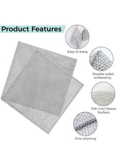 Zibuyu ZIBUYU® Non Scratch Dish Wash Cloth Soft Metal Mesh Scrubber Dishwashing Cloths Metal Wire Cleaning Cloth Scouring Pads Wet and Dry Use Pads Cloth for Dish Cleaning, Bowl, Pan (7.8 Inch) - 5 Pcs  - Image 2