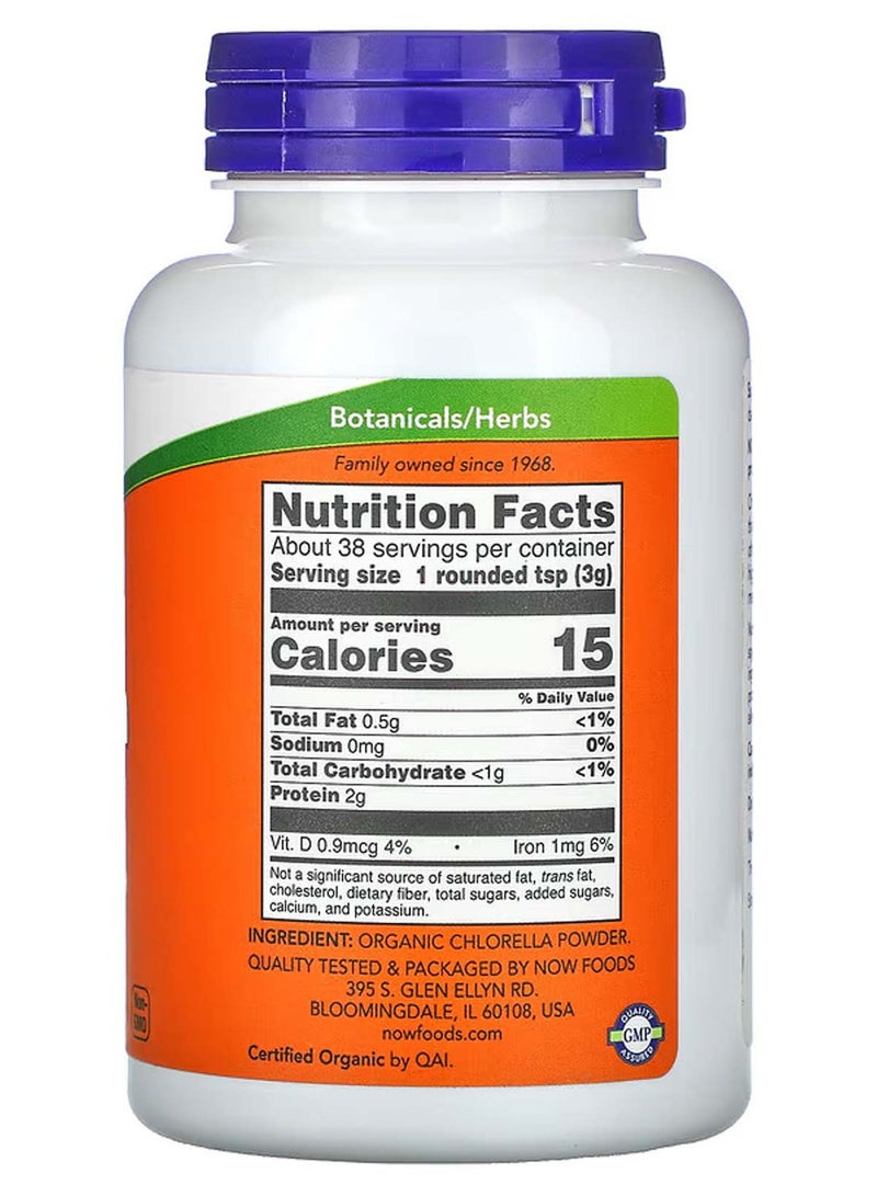 now Certified Organic Chlorella, Pure Powder, 4 oz (113 g) - Image 2