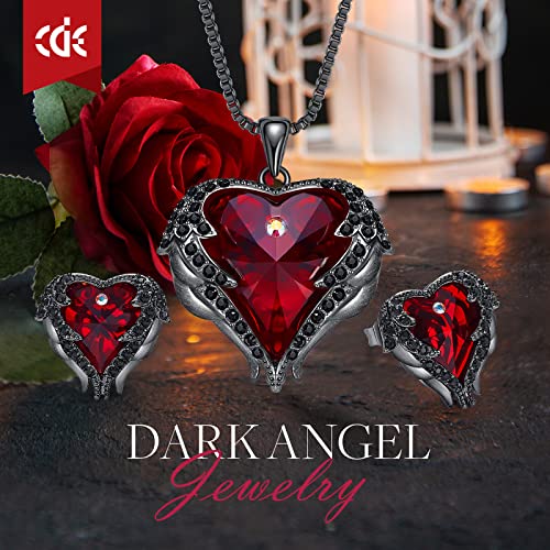 CDE Women Jewelry Set for Women, Angle Wing Heart Pendant Necklaces and Earrings with Birthstone, Birthday Ideal Jewelry Gifts for Women Mom/Wife/Sister/Best Friend - Image 3