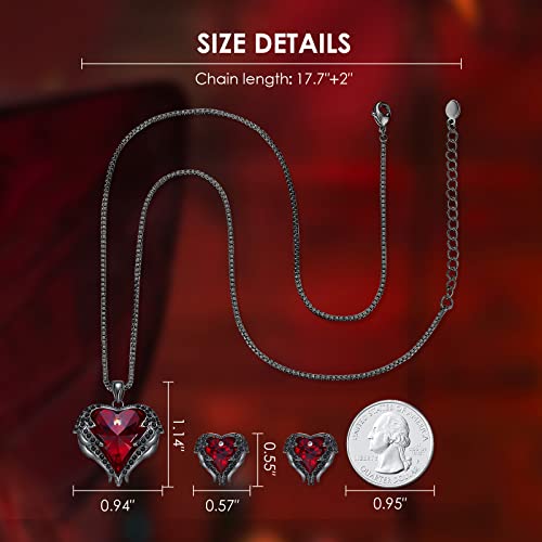 CDE Women Jewelry Set for Women, Angle Wing Heart Pendant Necklaces and Earrings with Birthstone, Birthday Ideal Jewelry Gifts for Women Mom/Wife/Sister/Best Friend - Image 4