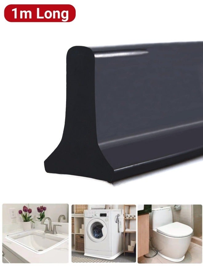 1M Bathroom Waterproof Strip,Bathroom Water Strip,Water Blocker, Shower Water Barrier حاجز ماء للحمام حاجز مياه بطول 1 متر Water Guard Water Dam Collapsibl Bathroom Water Stopper Strip Self-Adhesive Anti Slip Tape Strip Dry And Wet Separation for Kitchen Bathroom Sink Counter water dam barrier