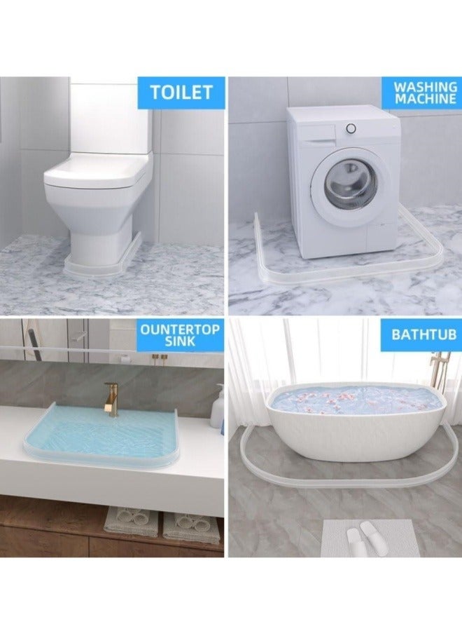 1M Bathroom Waterproof Strip,Bathroom Water Strip,Water Blocker, Shower Water Barrier حاجز ماء للحمام حاجز مياه بطول 1 متر Water Guard Water Dam Collapsibl Bathroom Water Stopper Strip Self-Adhesive Anti Slip Tape Strip Dry And Wet Separation for Kitchen Bathroom Sink Counter water dam barrier