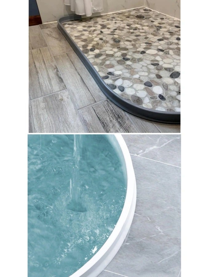 1M Bathroom Waterproof Strip,Bathroom Water Strip,Water Blocker, Shower Water Barrier حاجز ماء للحمام حاجز مياه بطول 1 متر Water Guard Water Dam Collapsibl Bathroom Water Stopper Strip Self-Adhesive Anti Slip Tape Strip Dry And Wet Separation for Kitchen Bathroom Sink Counter water dam barrier