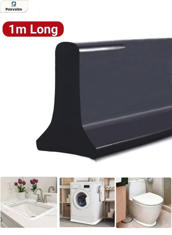1M Bathroom Waterproof Strip,Bathroom Water Strip,Water Blocker, Shower Water Barrier Water Guard Water Dam Collapsibl Bathroom Water Stopper Strip Self-Adhesive Anti Slip Tape Strip Dry And Wet Separation for Kitchen Bathroom Sink Counter water dam barrier - Image 1