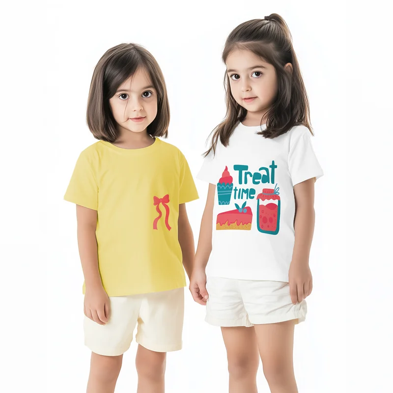 Nautinati Nautinati Girls' Pack of 2 Cotton Candy Graphic Printed T-shirts